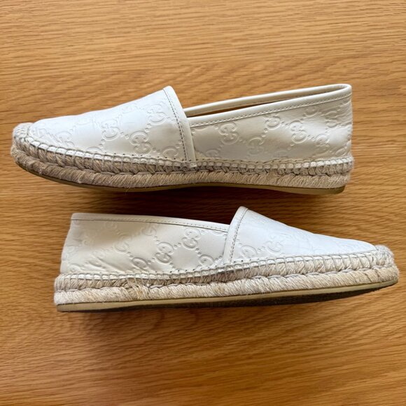 Gucci Ivory Leather Espadrilles Size 38 US Size 8 - Picture 3 of 8